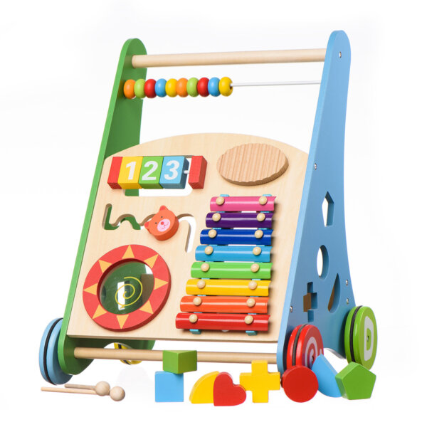 BabyWombWorld Push And Pull Learning & Playing Wooden Baby Activity Walker