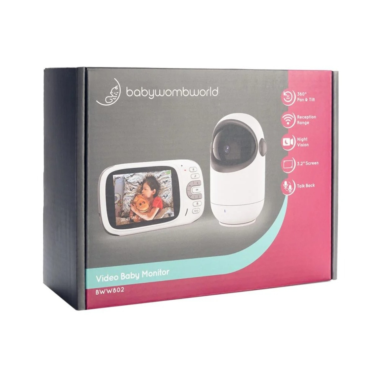 BabyWombWorld 3.2 Rotating Video Baby Monitor - Audio And Night Vision