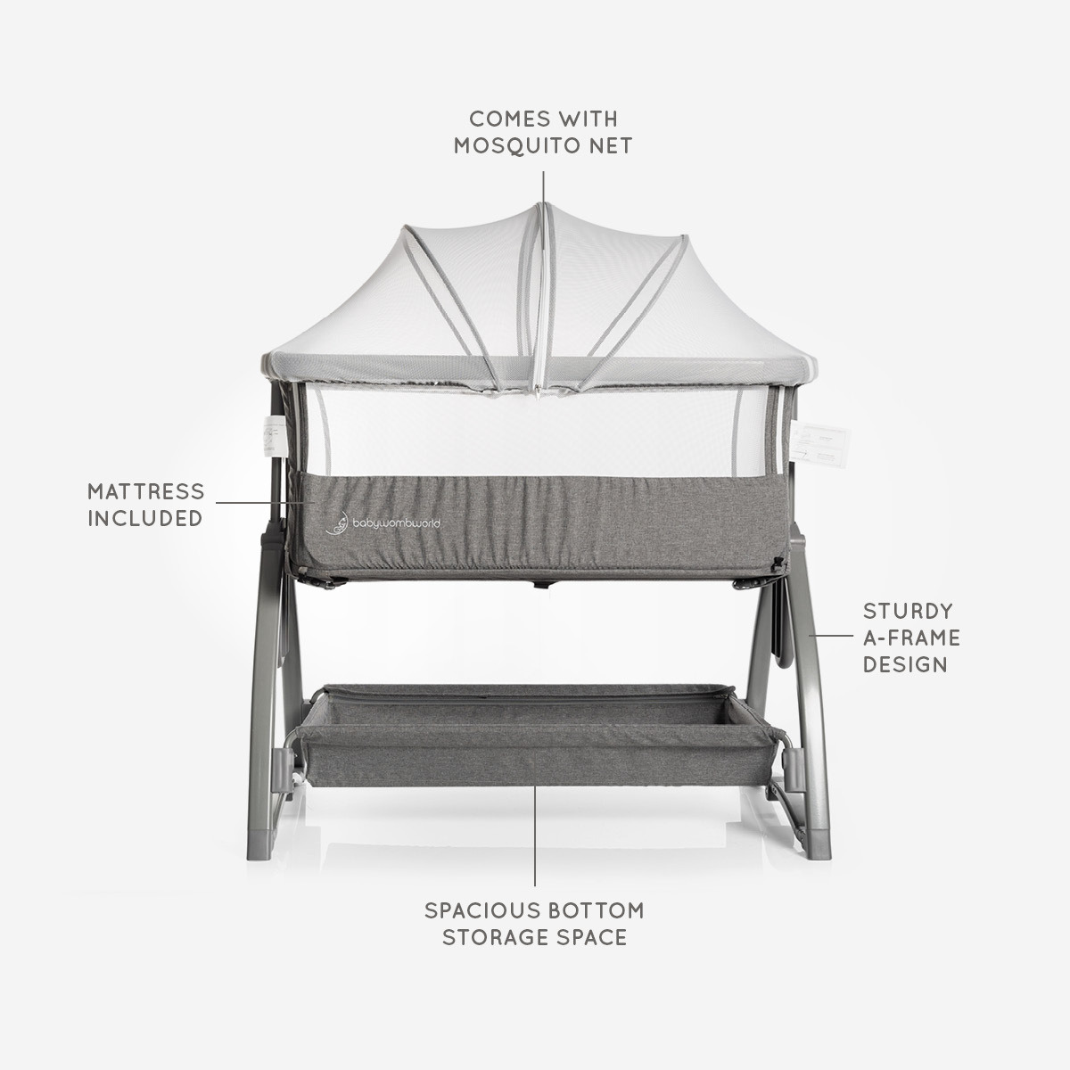 BabyWombWorld Premium Baby Co Sleeper Bed And Crib With Mosquito Net