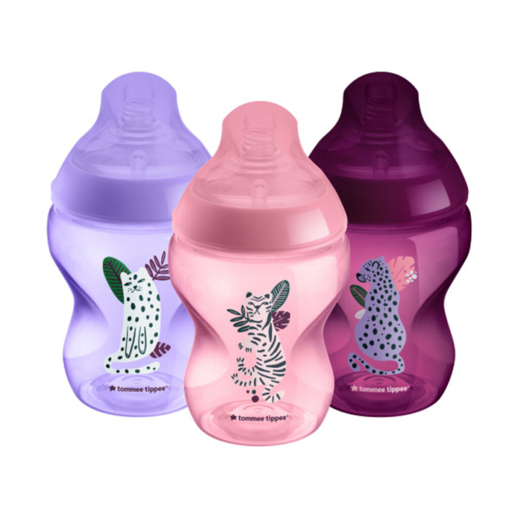 Tommee Tippee Closer to Nature 260ml Decorated Bottle 0m+ 3 Pack