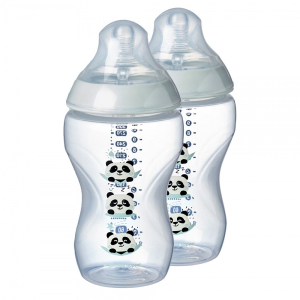 Tommee Tippee Closer to Nature 340ml Baby Bottle 3m+ 2 Pack - Pip Panda