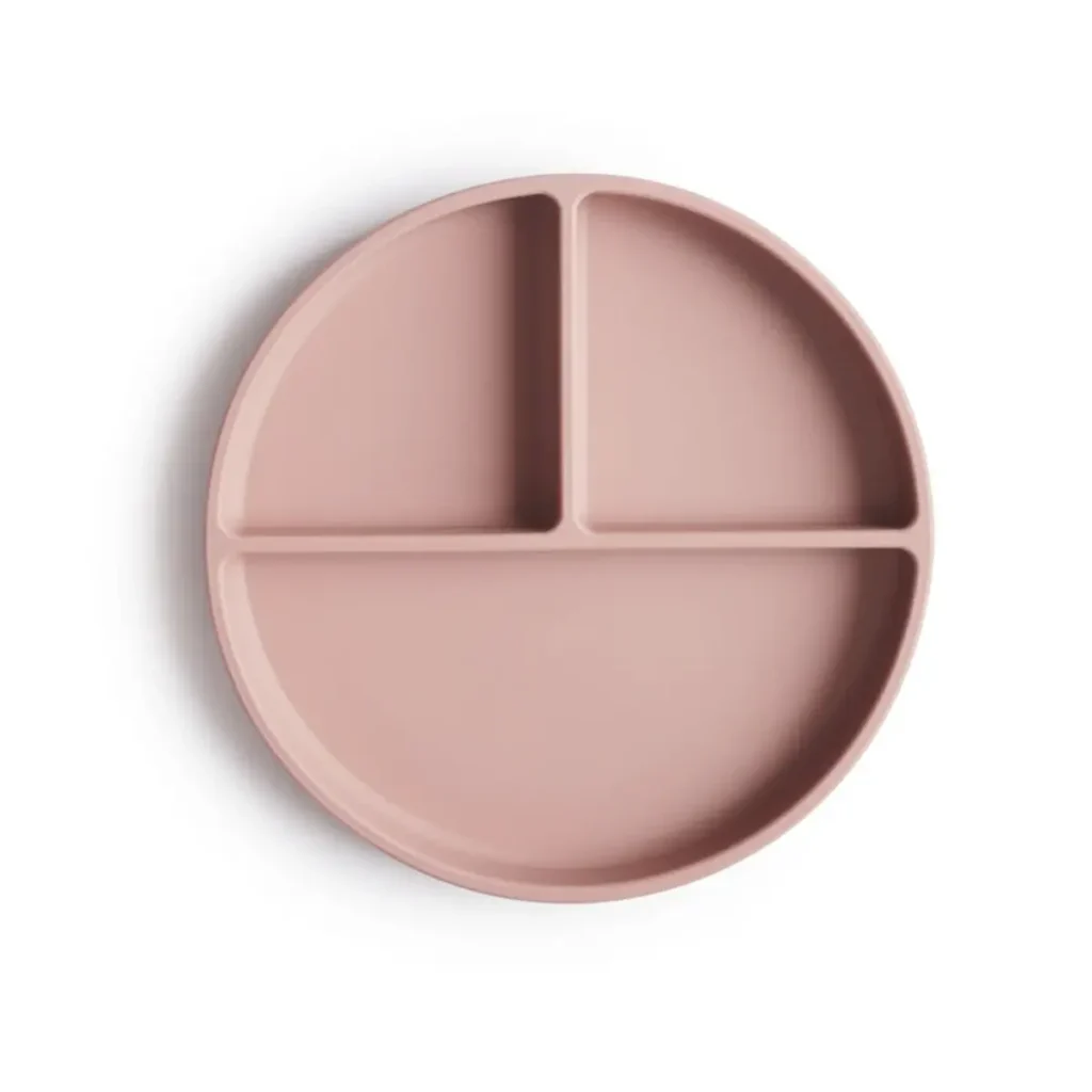 Mushie Stay-Put Silicone Suction Divider Plate - Blush