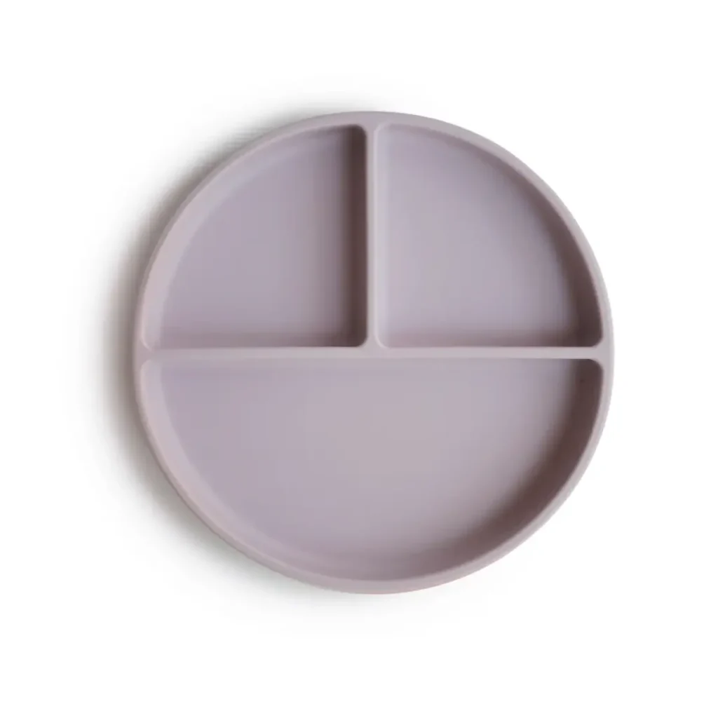 Mushie Stay-Put Silicone Suction Divider Plate - Soft Lilac