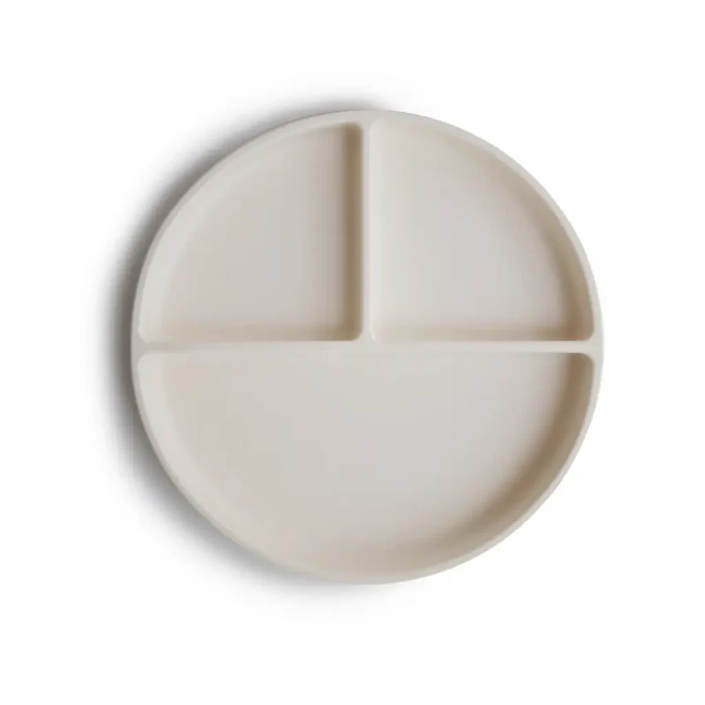 Mushie Stay-Put Silicone Suction Divider Plate - Ivory