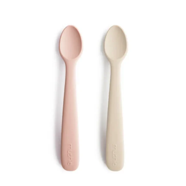 Mushie Silicone Feeding Spoon 2pc - Blush & Sand