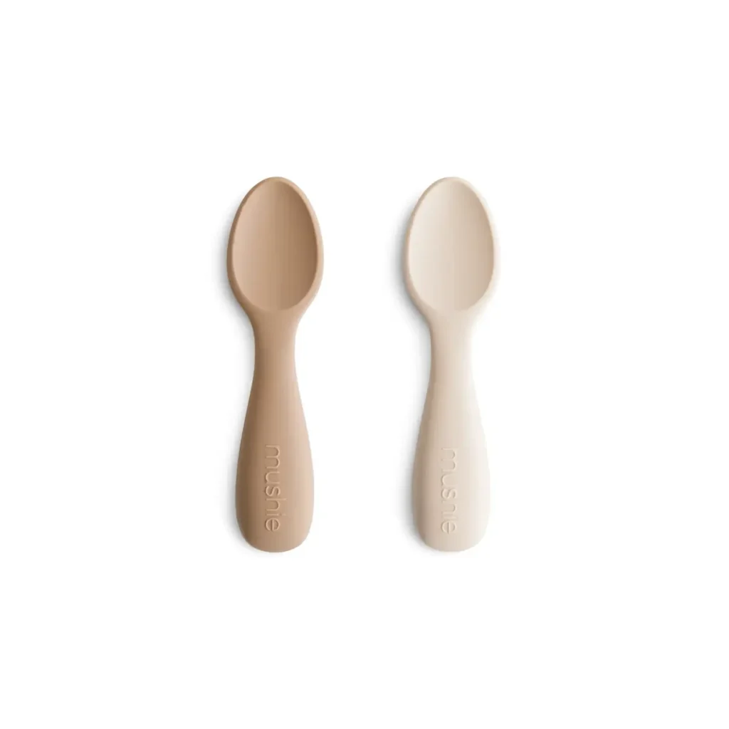 Mushie Toddler Starter Spoons 2pc - Natural & Sand