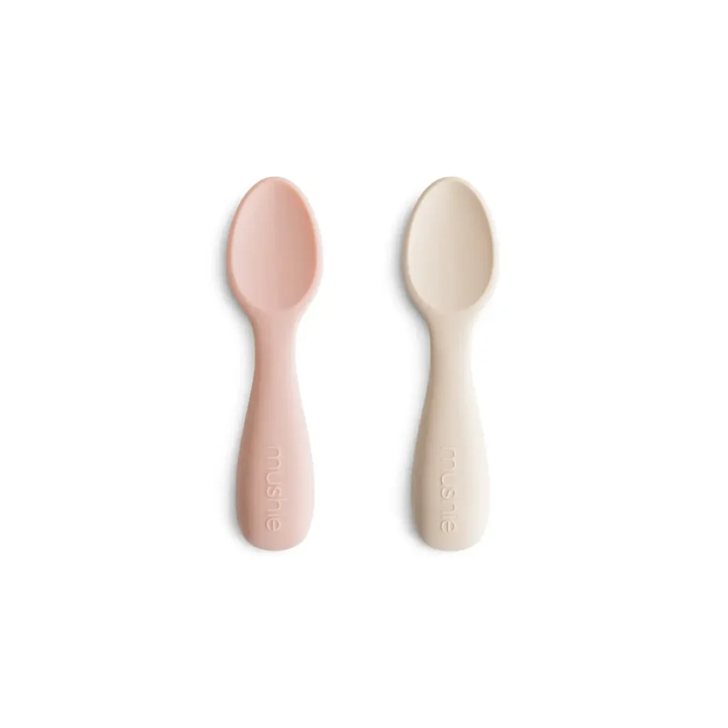 Mushie Toddler Starter Spoons 2pc - Blush & Sand