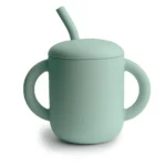 Mushie Silicone Training Straw Cup - Powder Blue