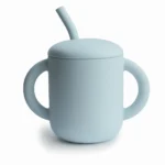 Mushie Silicone Training Straw Cup - Cambridge Blue