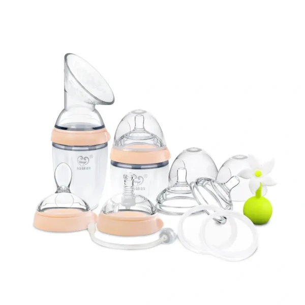 Haakaa Premium Silicone Pump and Bottle Pack - Peach