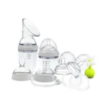 Haakaa Premium Silicone Pump and Bottle Pack - Grey