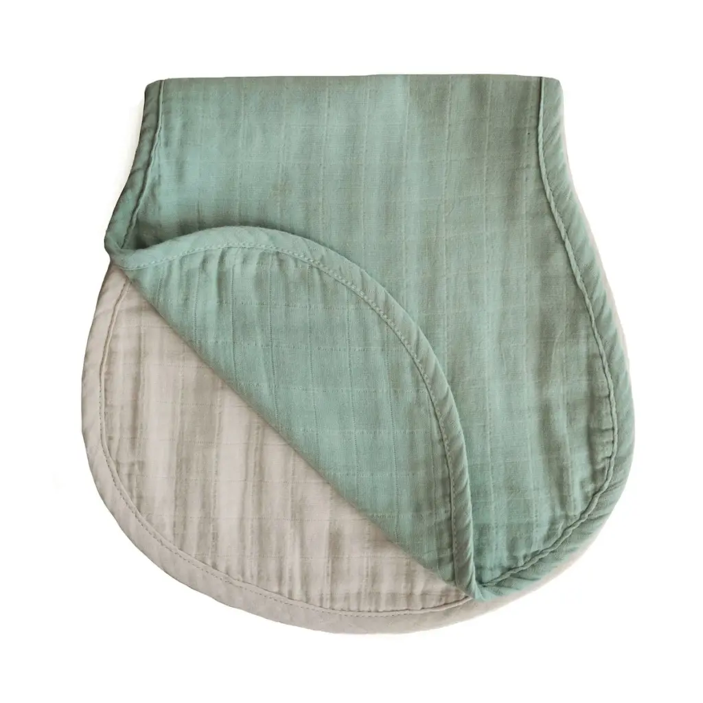 Mushie Burp Cloth - Green & Fog