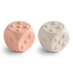 Mushie Dice Press Toy - Blush & Shifting Sand
