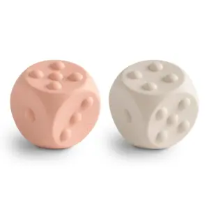 Mushie Dice Press Toy - Blush & Shifting Sand