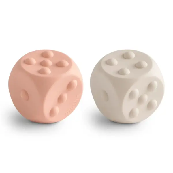 Mushie Dice Press Toy - Blush & Shifting Sand