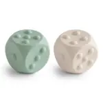 Mushie Dice Press Toy - Cambridge Blue & Shifting Sand
