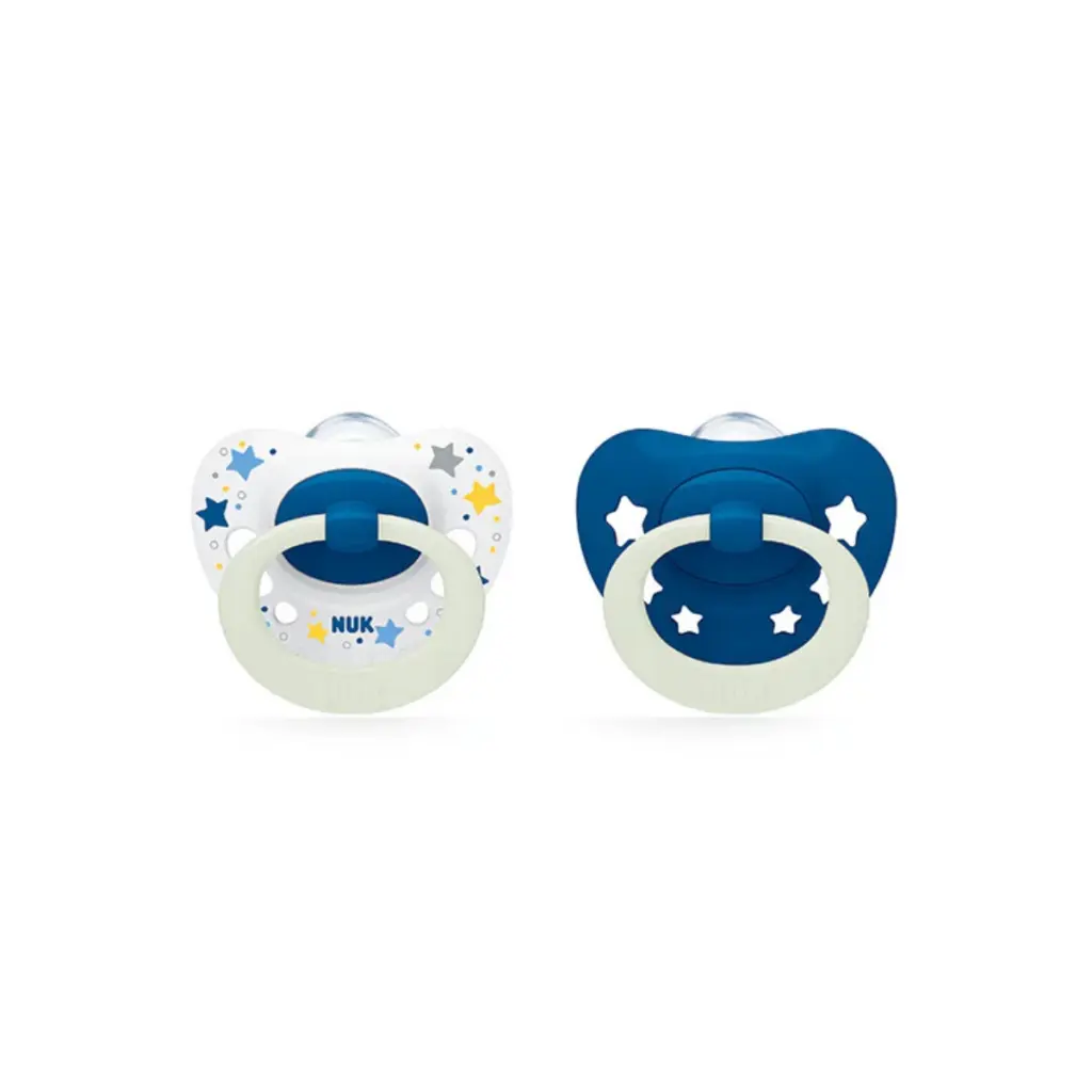 NUK Silicone Signature Night Soother 2 Pack - 6-18m Blue Stars