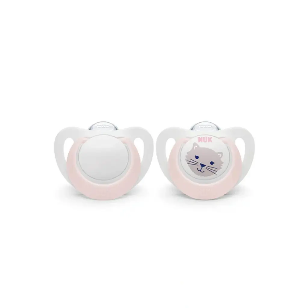 NUK Silicone Star Soother 2 Pack - 0-6m Rose Cat