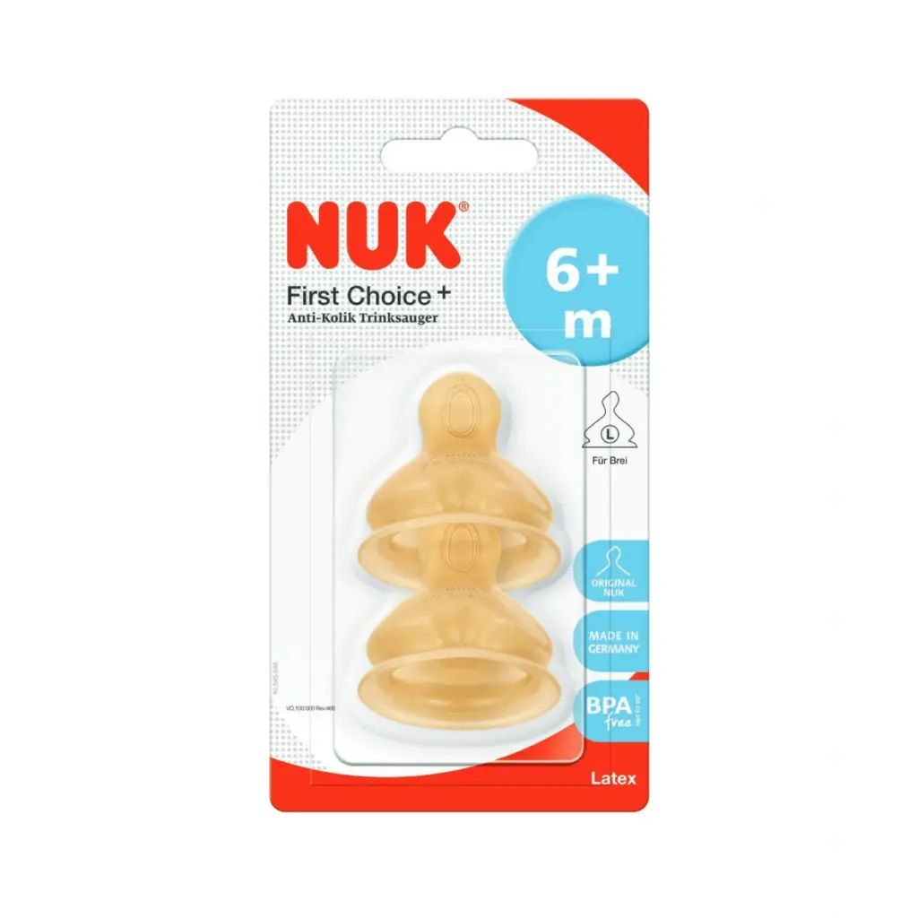NUK First Choice+ Latex Teat 2pc - 6-18m M