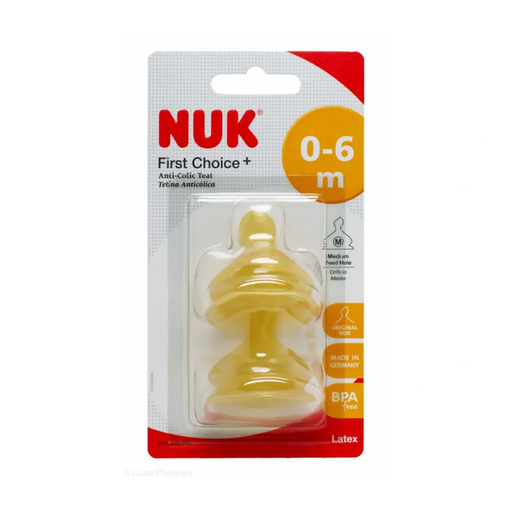 NUK First Choice+ Latex Teat 2pc - 0-6m M