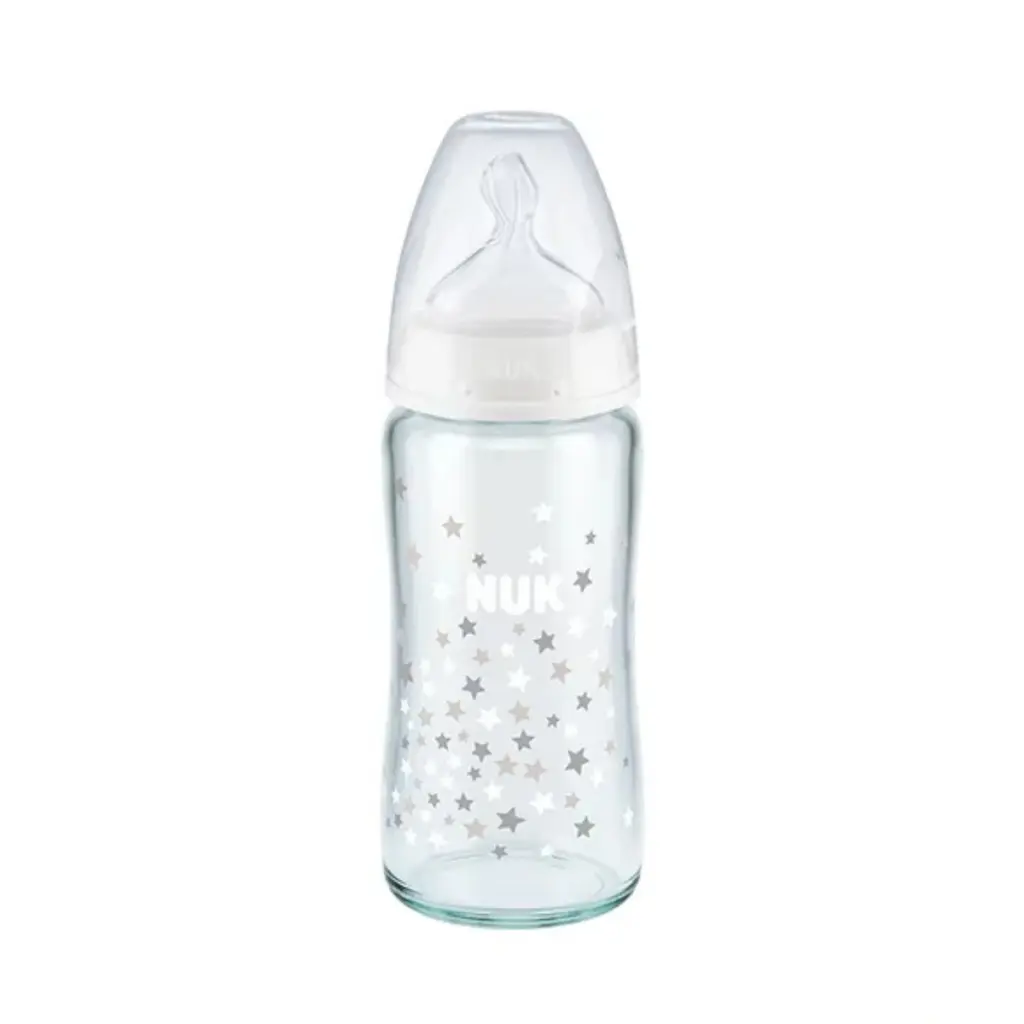 NUK First Choice+ Glass Bottle with Silicone Teat 240ml - Star