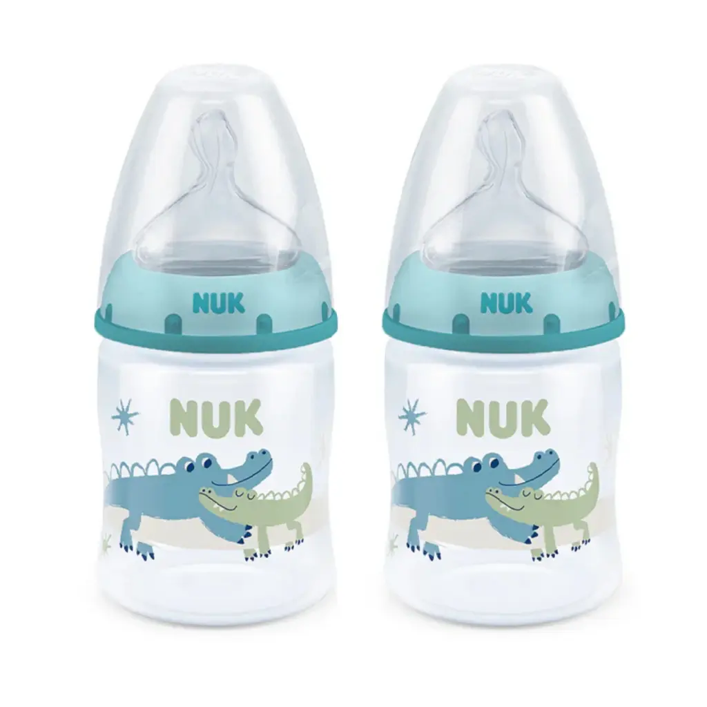 NUK First Choice+ Temperature Control Bottle 150ml - 0-6m Crocodile Twin Pack