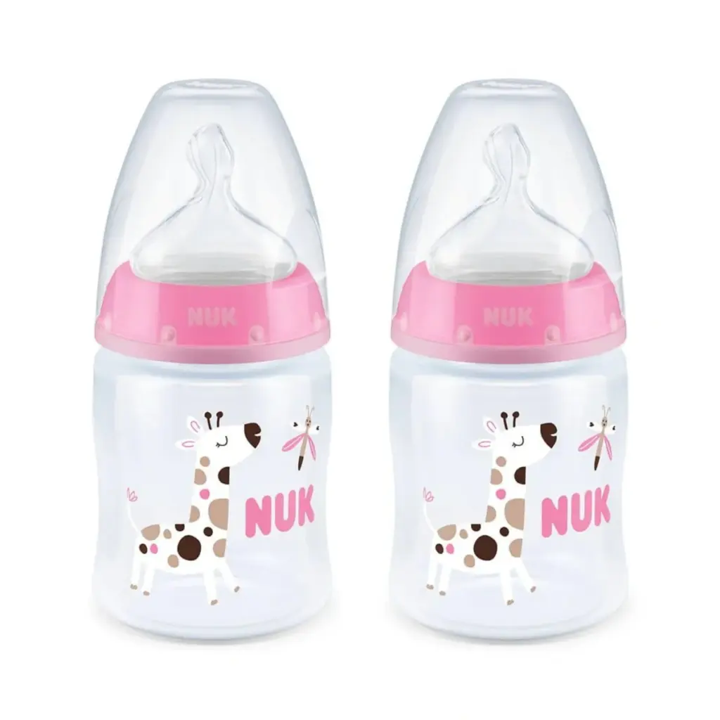 NUK First Choice+ Temperature Control Bottle 150ml - 0-6m Giraffe Twin Pack