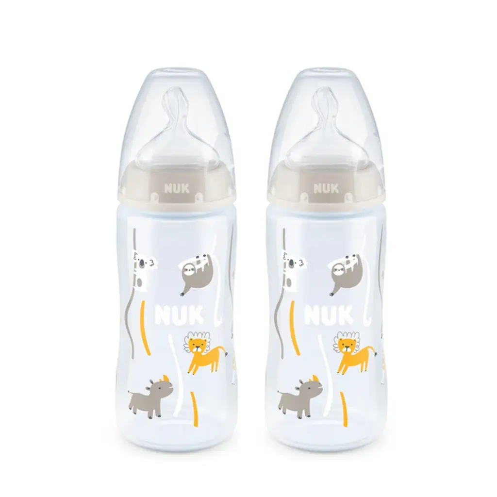 NUK First Choice+ Temperature Control Bottle 300ml - 6-18m Safari Twin Pack