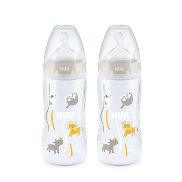 NUK First Choice+ Temperature Control Bottle 300ml - 6-18m Safari Twin Pack