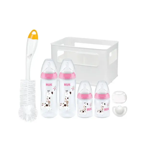 NUK First Choice+ 4 Bottle Crate Starter Set - Giraffe/Heart