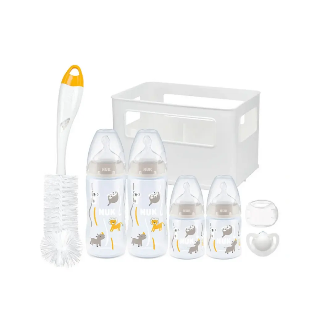 NUK First Choice+ 4 Bottle Crate Starter Set - Safari/Heart