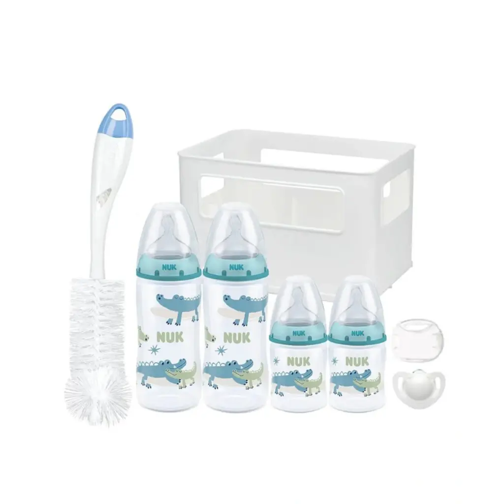 NUK First Choice+ 4 Bottle Crate Starter Set - Crocodile/Heart